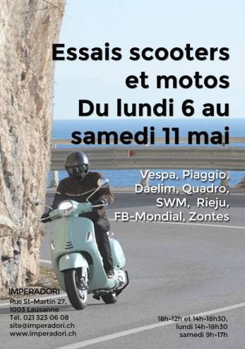 Essais motos et scooters Imperadori :: 06-11 mai 2019 :: Agenda :: ActuMoto.ch