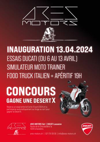 Inauguration Ares Motors :: 13 avril 2024 :: Agenda :: ActuMoto.ch