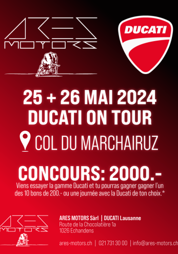 Essais Ducati au Marchairuz :: 25-26 mai 2024 :: Agenda :: ActuMoto.ch