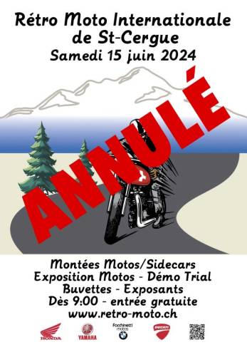 Rétro Moto de St-Cergue annulée :: 15 juin 2024 :: Agenda :: ActuMoto.ch