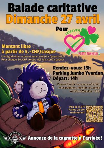 Balade caritative Monkey Squad :: 27 avril 2025 :: Agenda :: ActuMoto.ch