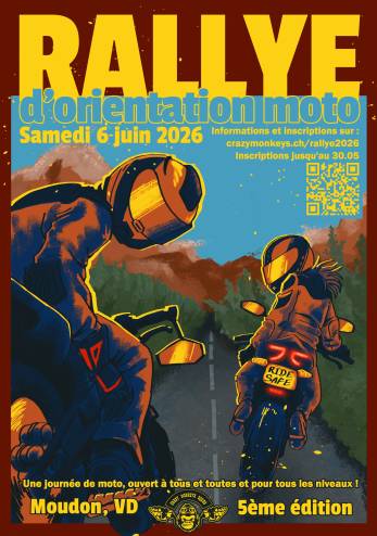 Rallye d'orientation Crazy Monkeys :: 06 juin 2026 :: Agenda :: ActuMoto.ch